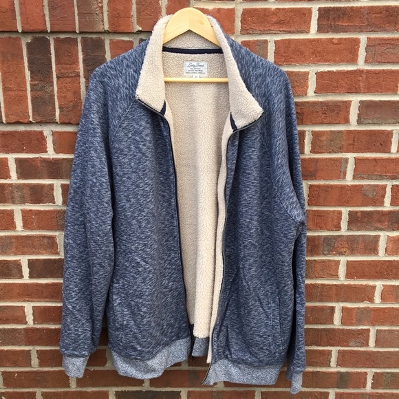 Lucky Brand Jacket Shearling Lined Grey Label Softest Knitwear Navy XXL
